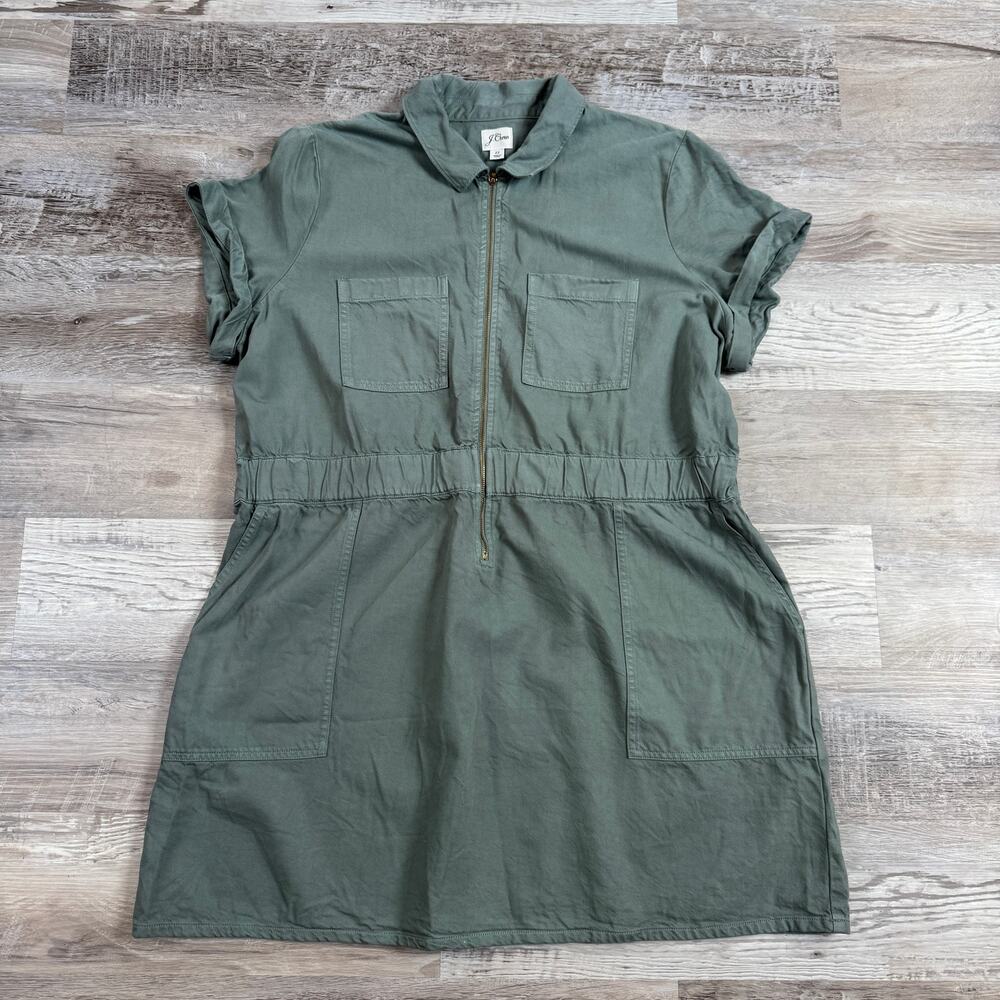 J.Crew Olive Cotton Lyocell Utility Mini Dress Safari Gorpcore Plus Work 22